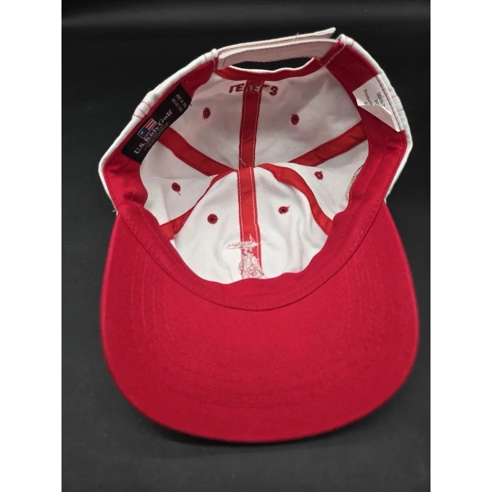 US Kids Golf White Red Embroidered Adjustable Baseball Cap Youth L/XL PGA Logo